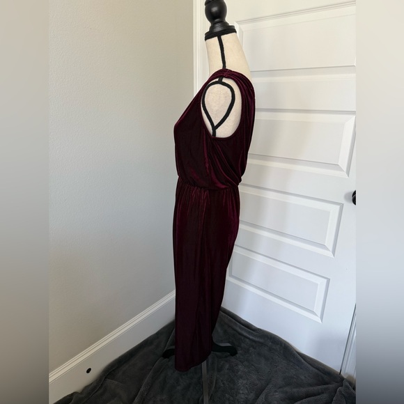 Ribbed Velour Deep Burgundy Jumpsuit - Picture 9 of 12
